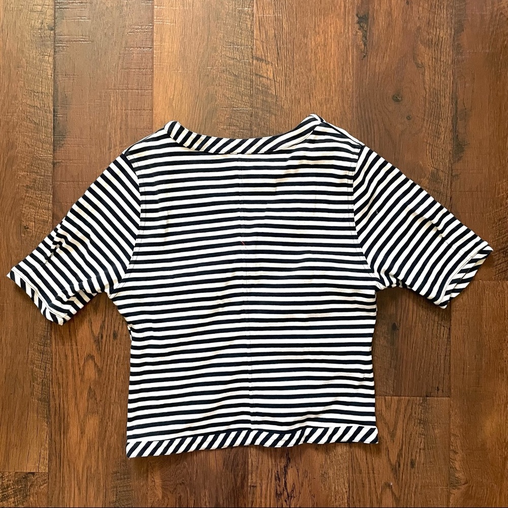 EMANUEL UNGARO ter navy blue/white short sleeve top, size M - Picture 4 of 10